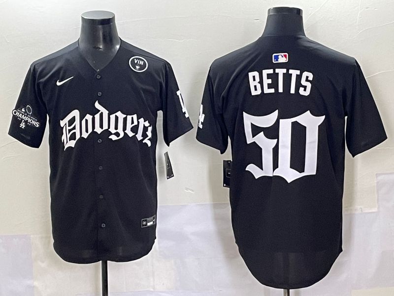 Men 2025 Los Angeles Dodgers #50 Betts Black Seventh generation Joint Name Nike MLB Jersey style 16